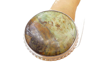 925 Sterling Silver Multi Color Jasper Round Shiny Cocktail Ring Sz 9 RG8000
