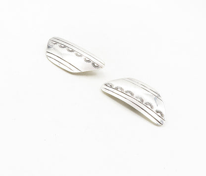 NAVAJO 925 Silver  Vintage Etched Sun Pattern Non Pierce Earrings  EG4679