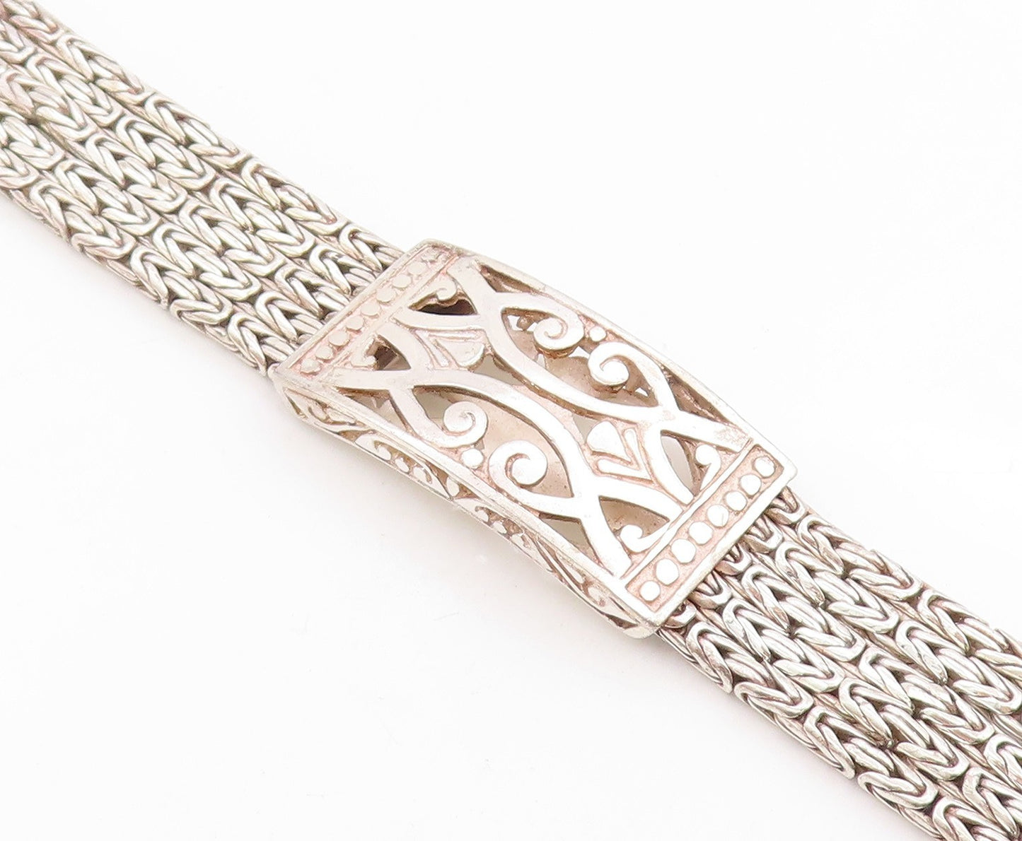 925 Sterling Silver Vintage Bracelet Classic Multi Strand Braided Link  BT12055