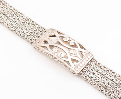925 Sterling Silver Vintage Bracelet Classic Multi Strand Braided Link  BT12055