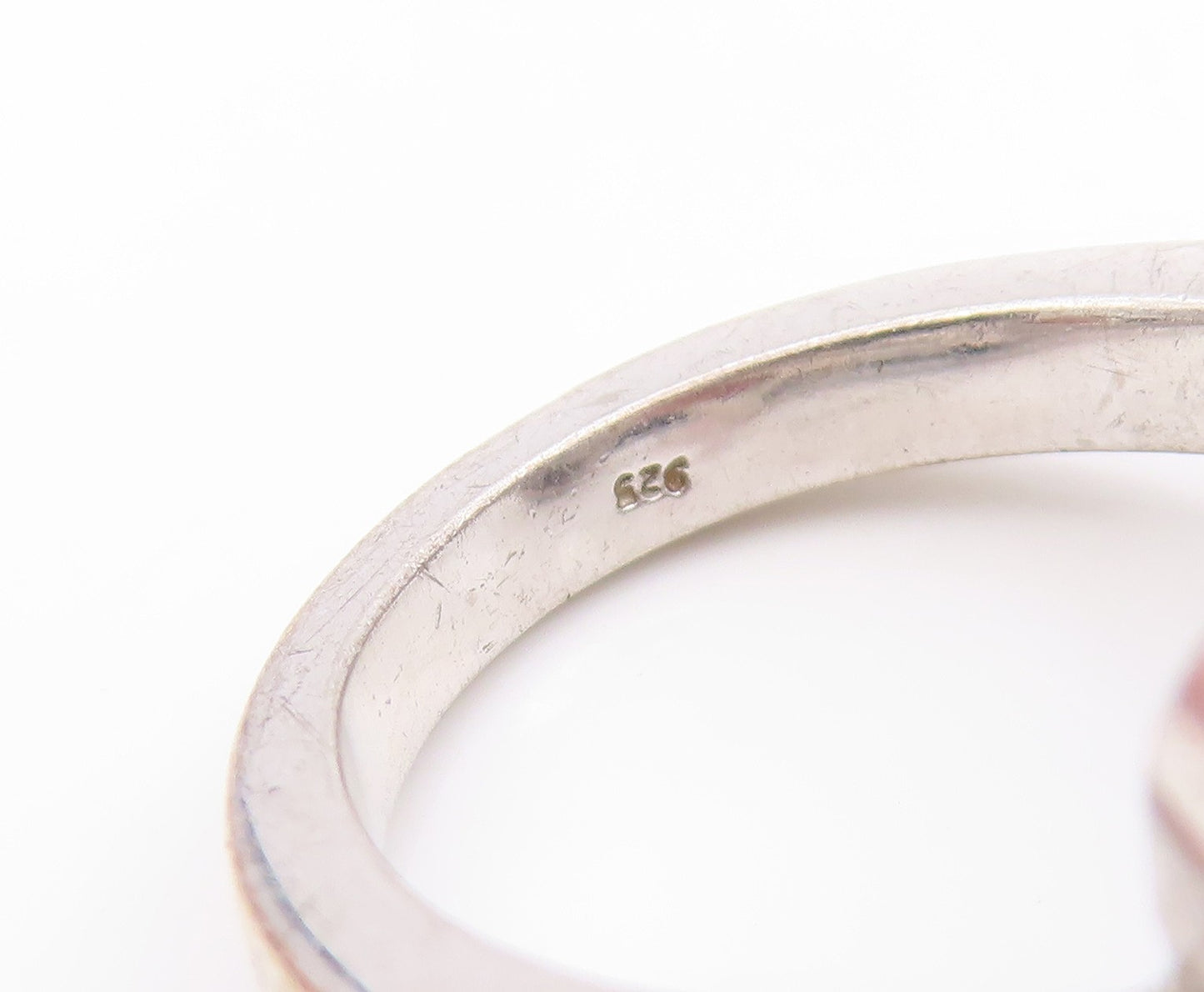 925 Sterling Silver Vintage Ring Real Diamonds Love Heart Knot  Sz 6.5  RG33735