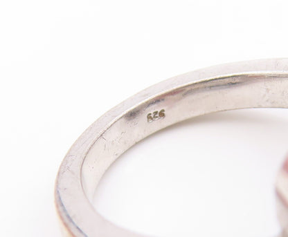 925 Sterling Silver Vintage Ring Real Diamonds Love Heart Knot  Sz 6.5  RG33735