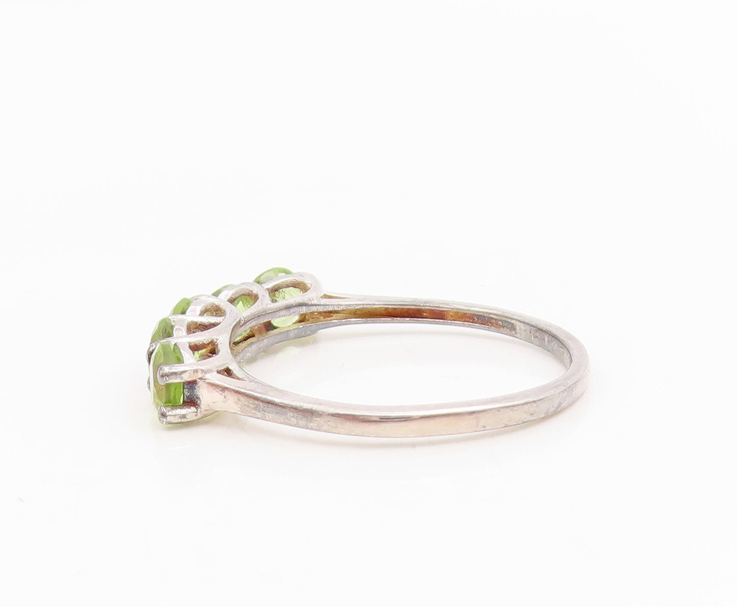 925 Sterling Silver Vintage Ring Five Stone Peridot Elegant Band  Sz 8  RG35032