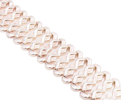 925 Sterling Silver Vintage Bracelet Classic Woven Geometric Ladder Link BT11822
