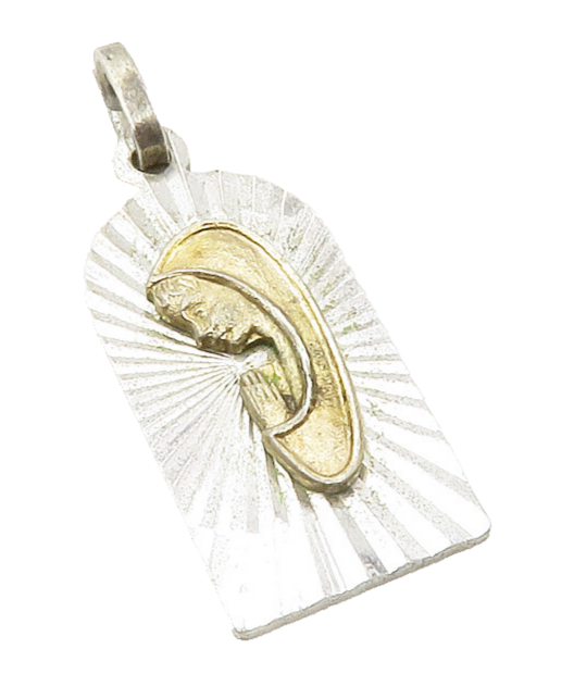 925 Sterling Silver  Vintage Antique Two Tone Person Praying Pendant  PT9941