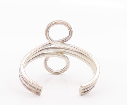 925 Sterling Silver Vintage Bracelet MEXICO Cutout Swirled Loop Cuff  BT10350