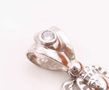 925 Sterling Silver  Vintage Royal King With Topaz Sword Pendant  PT21714