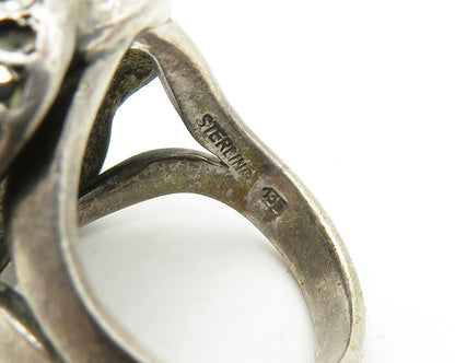 925 Sterling Silver Vintage Antique Jasper & Topaz Cocktail Ring Sz 5.5  RG17261