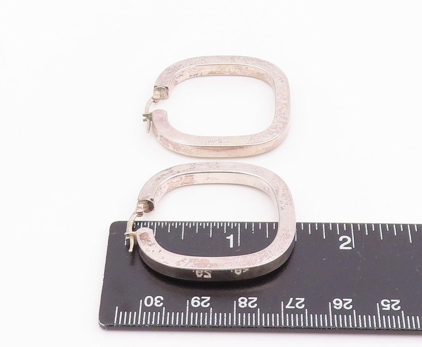 925 Sterling Silver Vintage Earrings Minimalist Geometric Square Hoops  EG14255