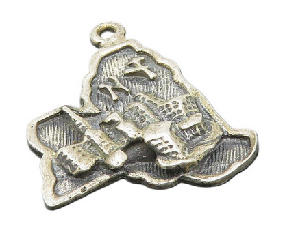 925 Sterling Silver  Vintage Oxidized New York State Map Drop Pendant  PT9227