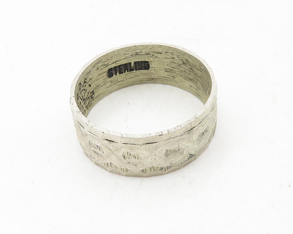 MEXICO 925 Silver  Vintage Shiny Etched Infinity Detail Band Ring Sz 7  RG9871