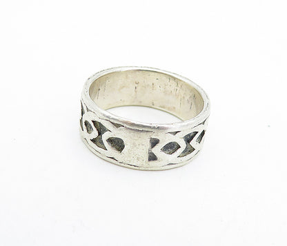 925 Sterling Silver  Vintage Antique Oxidized Pattern Band Ring Sz 6  RG5009