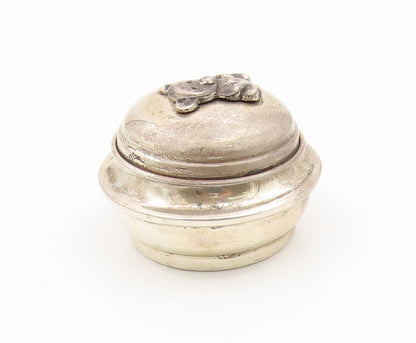 925 Sterling Silver Vintage Trinket Box VOURAKIS Carved Teddy Bear Motif  TR4220