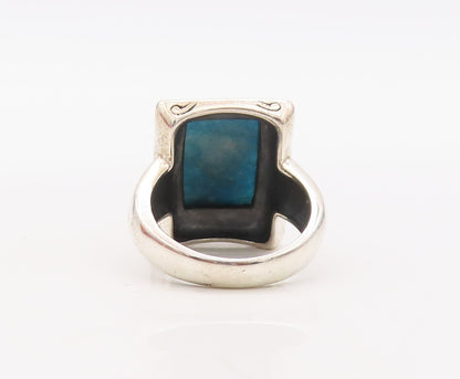 925 Sterling Silver Vintage Ring Swirly Carved Framed Gemstone   Sz 8  RG30924