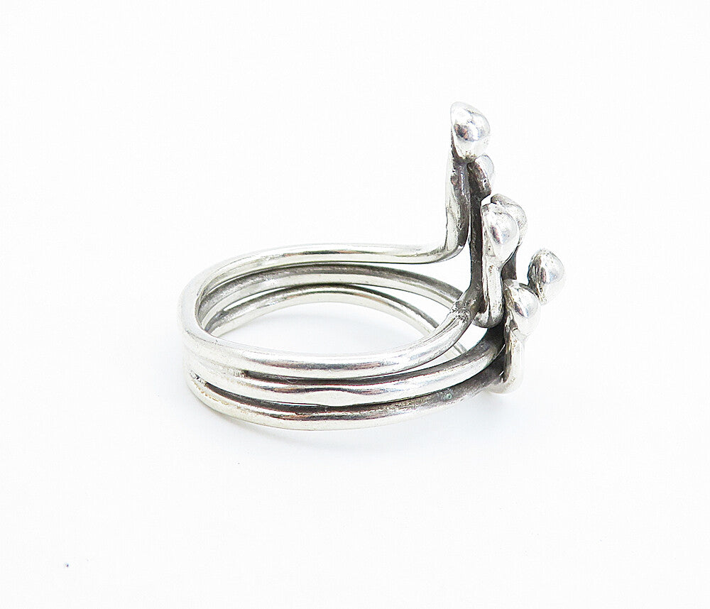 925 Sterling Silver  Vintage Shiny Grape Vine Motif Band Ring Sz 8.5  RG6245