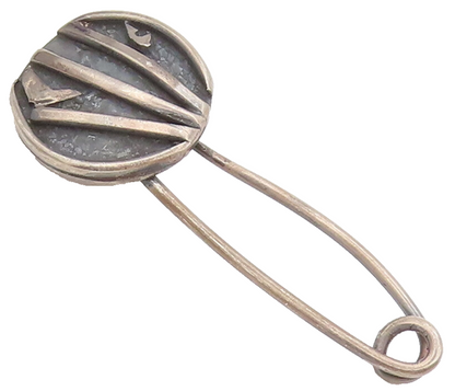 925 Sterling Silver  Vintage Modernist Circular Carved Brooch Pin  TR3527