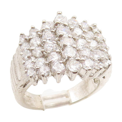 925 Sterling Silver Vintage Ring Sparking CZ Elegant Cluster Band  Sz 6  RG35177