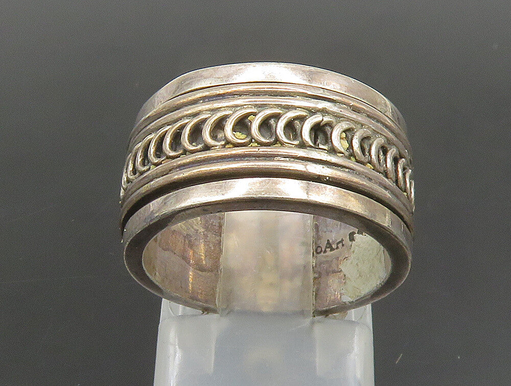 GEOART 925 Sterling Silver  Vintage Wire Swirl Spinner Band Ring Sz 6  RG24395