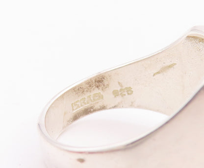 925 Sterling Silver Vintage Ring ISRAEL Inlay Onyx Solid Carved  Sz 8.5  RG28170