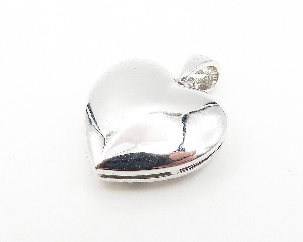 925 Sterling Silver  Shiny Petite Hammered Love Heart Drop Pendant  PT8695