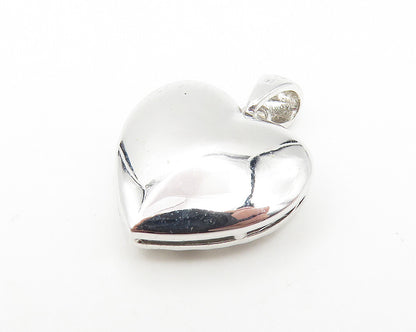 925 Sterling Silver  Shiny Petite Hammered Love Heart Drop Pendant  PT8695