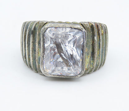 925 Sterling Silver  Vintage Cubic Zirconia Graduated Band Ring Sz 7  RG8367