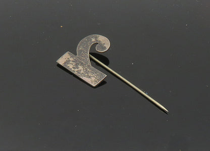 925 Sterling Silver  Vintage Smooth Dark Tone R Initial Lapel Pin  TR2861
