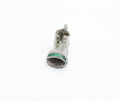 925 Sterling Silver  Vintage Enamel Detail Old Fashioned Shoe Pendant  PT2974