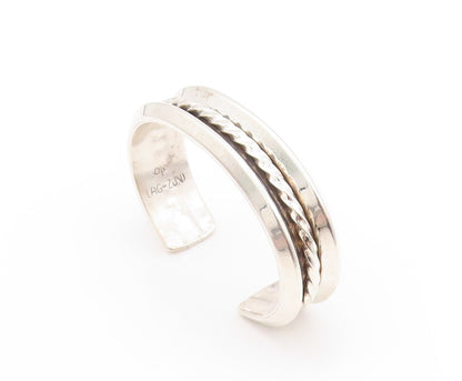925 Sterling Silver Vintage Bracelet ZUNI Solid Twisted Rope Band Cuff  BT11228