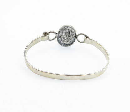 I.M.P.R 925 Sterling Silver   Vintage Etched Writing Cuff Bracelet  BT3249