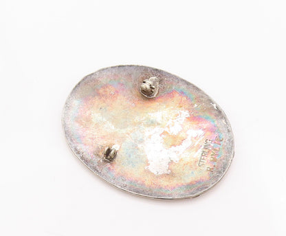 925 Sterling Silver Vintage Brooch Pin WYLIE NAVAJO Carved Sleeping Man  BP10807