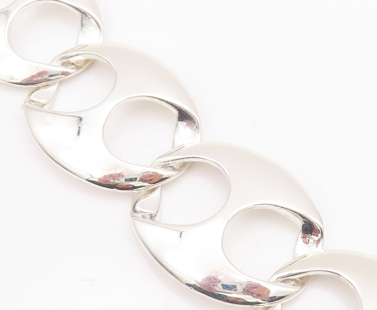 925 Sterling Silver Vintage Bracelet MEXICO Designer Hour Glass Effect  BT10514
