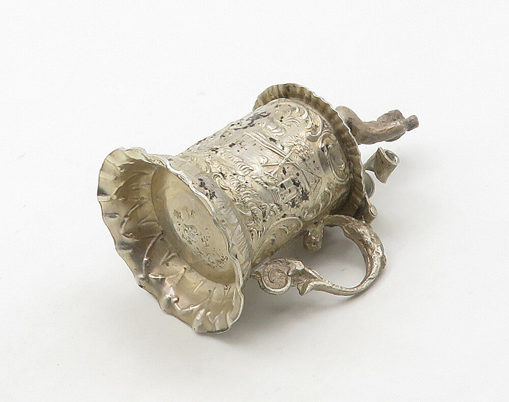 925 Sterling Silver Vintage European Beer Stein Statue Trinket (OPENS)  TR2260