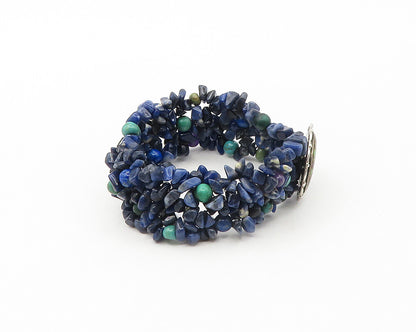 CAROLYN POLLACK RELIOS 925 Silver  Vintage Sodalite Cluster Bracelet  BT6886
