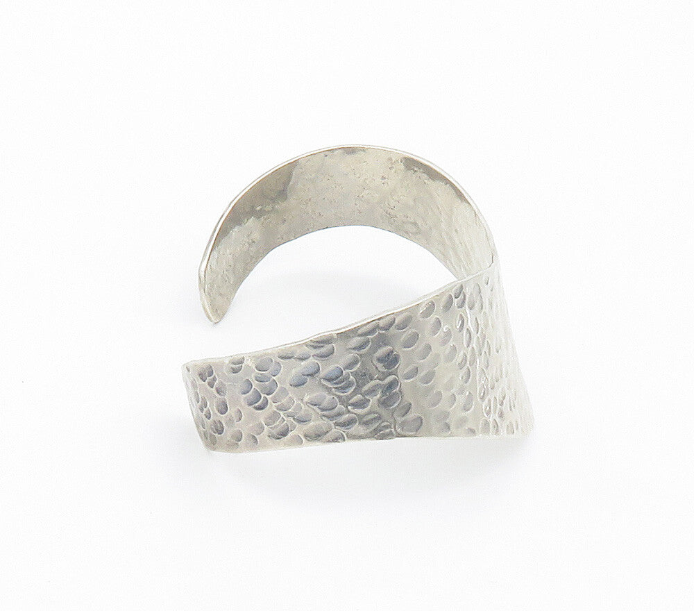 MEXICO 925 Sterling Silver  Vintage Shiny Hammered Cuff Bracelet  BT6086