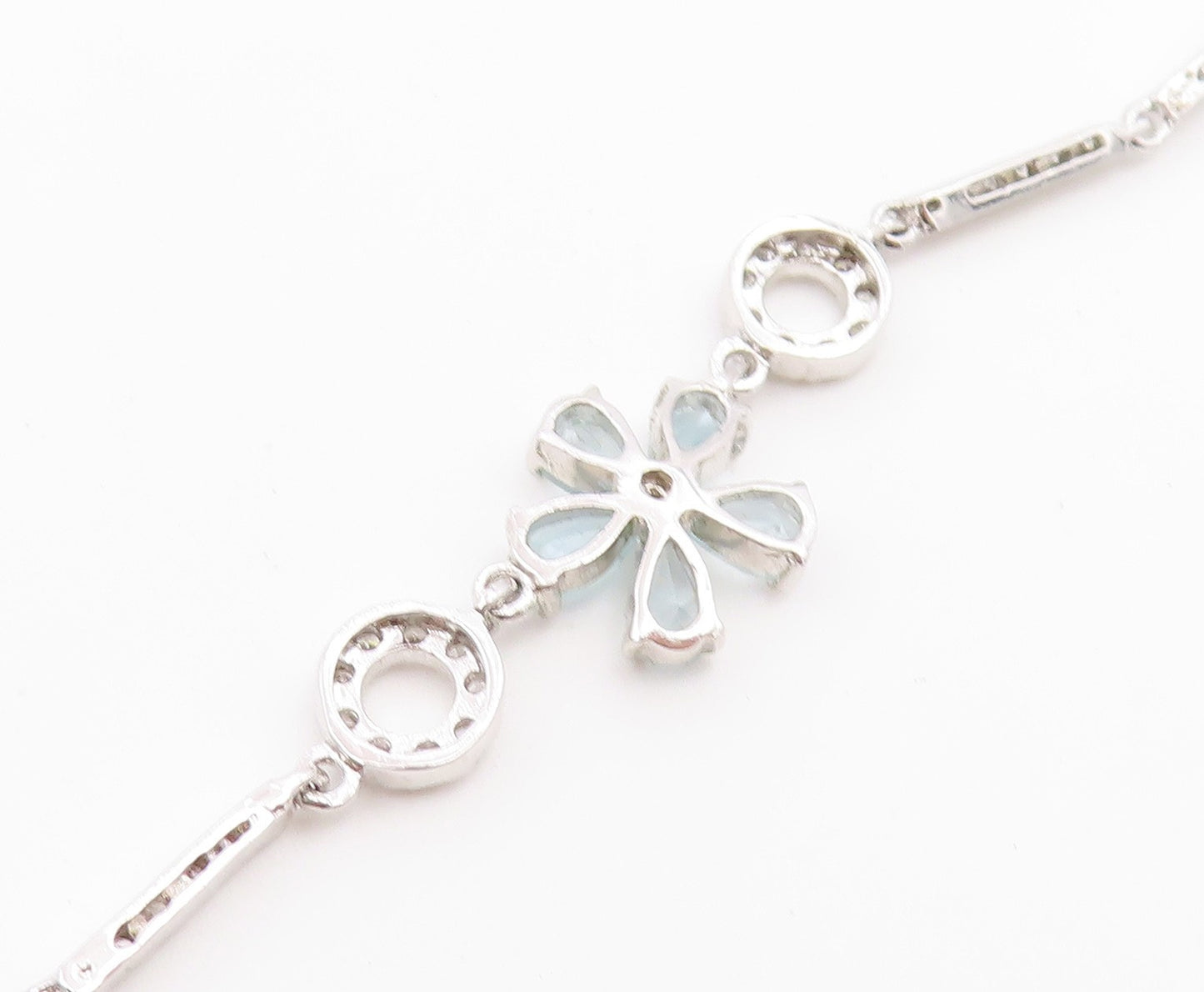 925 Sterling Silver Vintage Necklace Multi Gemstone Elegant Floral Lariat NE4915