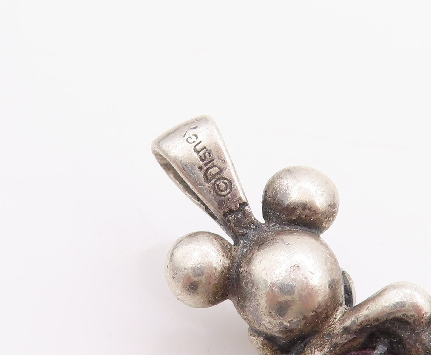 925 Sterling Silver Vintage Pendant DISNEY Amethyst Micky Mouse Charm  PT24495