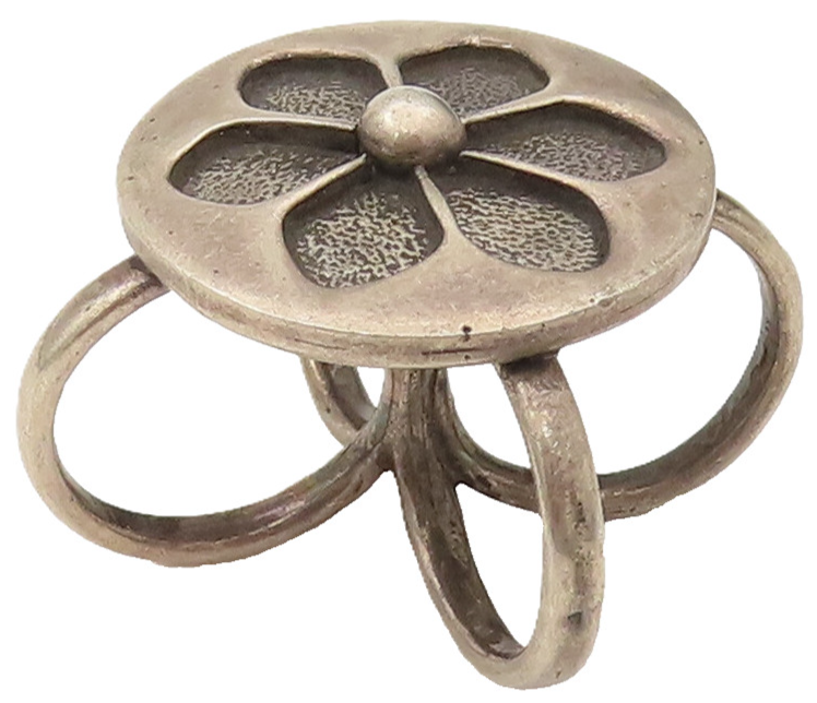 DESIGNER 925 Silver  Vintage Carved Six Petal Flower Drop Pendant  PT21998