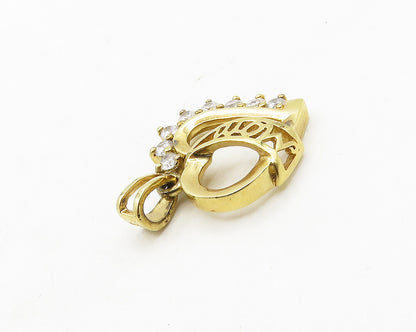 925 Sterling Silver   Shiny Topaz Gold Plated Open Love Heart Pendant  PT15000