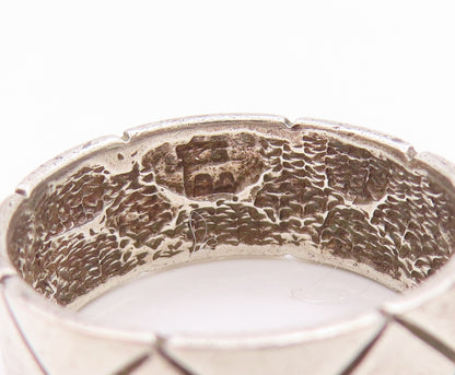925 Sterling Silver Vintage Ring Topaz Quilted Raised Pattern Sz 7.5  RG33489