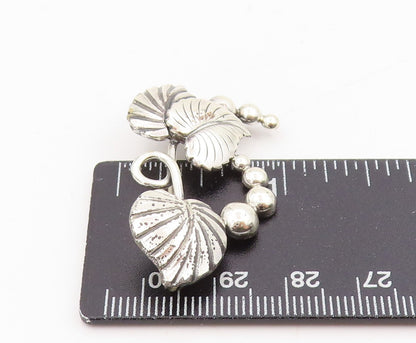 925 Sterling Silver Vintage Brooch DENMARK Botanical Floral Leaf Pin  BP12007