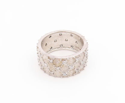 925 Sterling Silver Vintage Ring CZ Criss Cross Pattern Band  Sz 7.5  RG35771