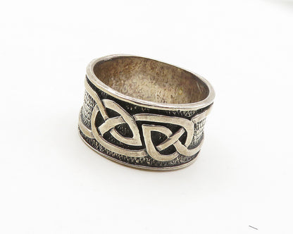 925 Sterling Silver  Vintage Celtic Knot Oxidized Band Ring Sz 10  RG19050