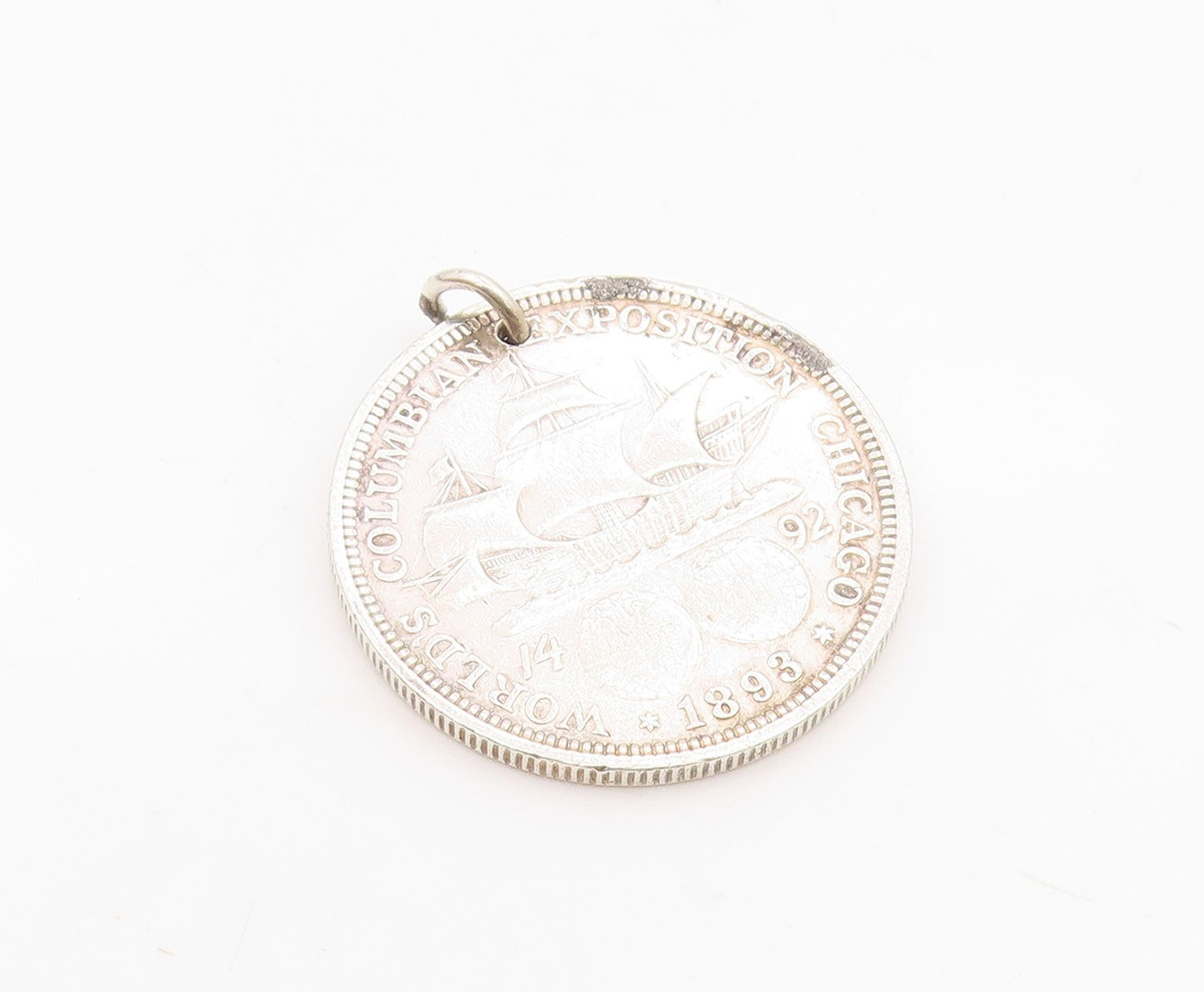 925 Sterling Silver  Vintage Antique United States Half Dollar Pendant  PT7396