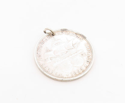 925 Sterling Silver  Vintage Antique United States Half Dollar Pendant  PT7396
