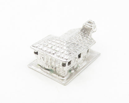 M&M 925 Sterling Silver  Vintage Shiny Hollow House Motif Pendant  PT9435