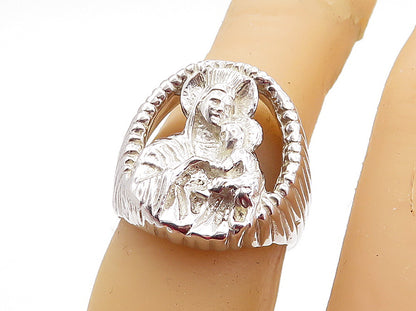925 Sterling Silver Vintage Sculpted Religious Figure Band Ring Sz 5 RG5585
