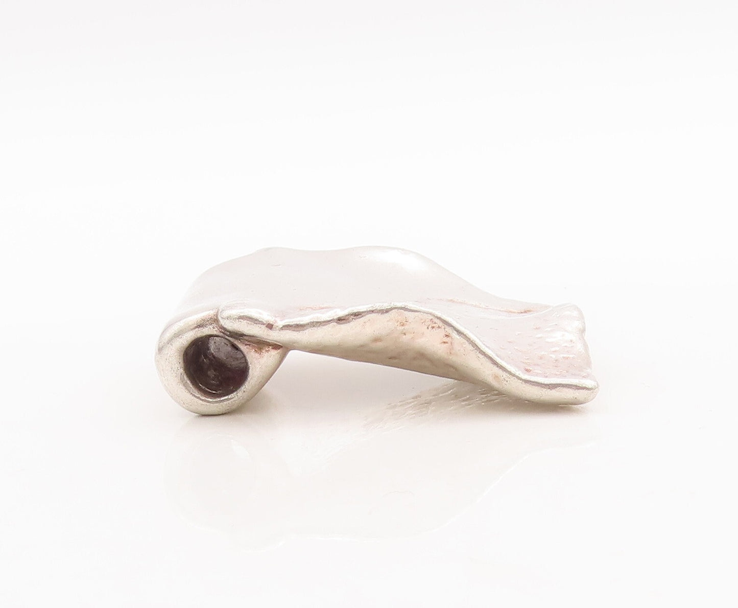 925 Sterling Silver Vintage Pendant Square Brutalist Cloth Design  PT23484