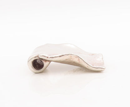925 Sterling Silver Vintage Pendant Square Brutalist Cloth Design  PT23484