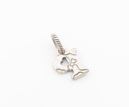 925 Sterling Silver  Vintage Enamel P Initial Twist Bail Pendant  PT18874